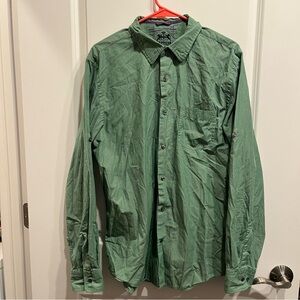 Express Button Up Shirt Mens Large Long Sleeve Green Cotton.